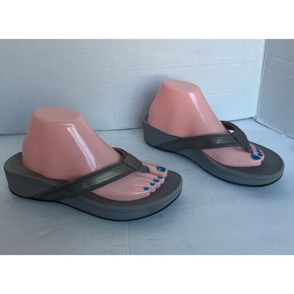 Vionic Tide II Comfort Flat Gray Thong Straps Flip Flop Sandals Size 10 - Picture 2 of 10